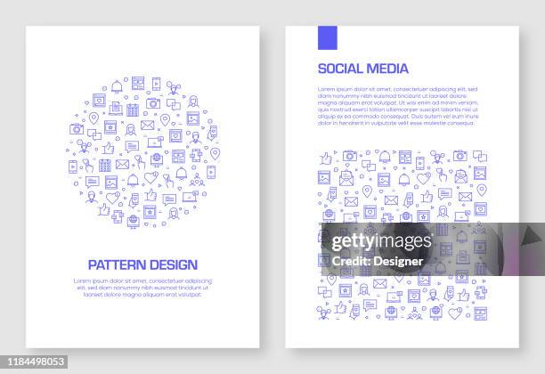 stockillustraties, clipart, cartoons en iconen met set van social media iconen vector patroon ontwerp voor brochure, jaarverslag, boekomslag. - phone cover