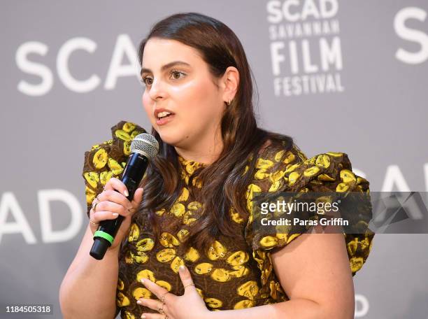 Actress Beanie Feldstein speaks onstage during the Breakout Awards panel at the 22nd SCAD Savannah Film Festival on October 30, 2019 at Gutstein...