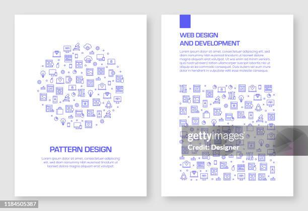 set of web design and development icons vector pattern design for brochure,annual report,book cover. - designer computer screen stock illustrations