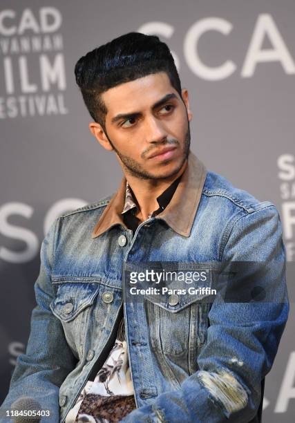 Actor Mena Massoud onstage during the Breakout Awards panel at the 22nd SCAD Savannah Film Festival on October 30, 2019 at Gutstein Gallery in...