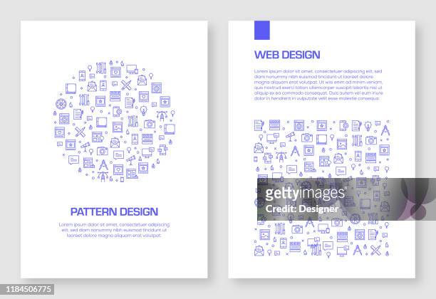 set of web design related icons vector pattern design for brochure,annual report,book cover. - annual report cover stock illustrations