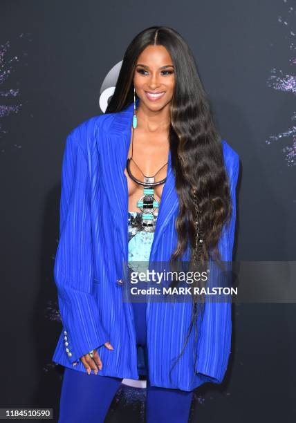 Singer Ciara arrive for the 2019 American Music Awards at the Microsoft theatre on November 24, 2019 in Los Angeles.