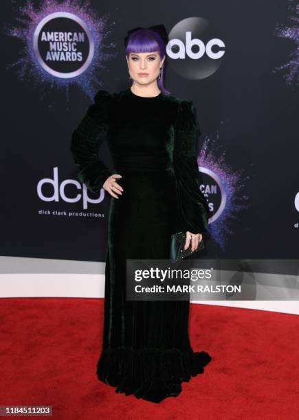 British personality Kelly Osbourne arrives for the 2019 American Music Awards at the Microsoft theatre on November 24, 2019 in Los Angeles.