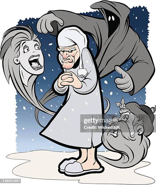 stockillustraties, clipart, cartoons en iconen met scrooge with ghosts - scrooge