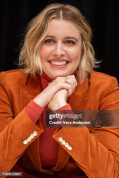 Greta Gerwig at the "Little Women" Press Conference at the Beverly Wilshire Hotel on October 28, 2019 in Beverly Hills, California.