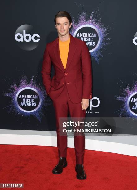 Actor Patrick Schwarzenegger arrives for the 2019 American Music Awards at the Microsoft theatre on November 24, 2019 in Los Angeles.