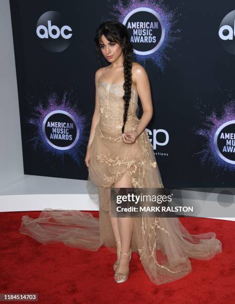 Cuban singer/songwriter Camilla Cabello arrives for the 2019 American Music Awards at the Microsoft theatre on November 24, 2019 in Los Angeles.