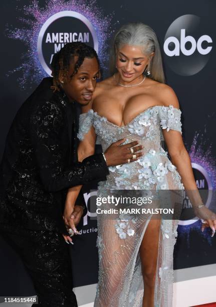Rich The Kid and Tori Brixx arrive for the 2019 American Music Awards at the Microsoft theatre on November 24, 2019 in Los Angeles.