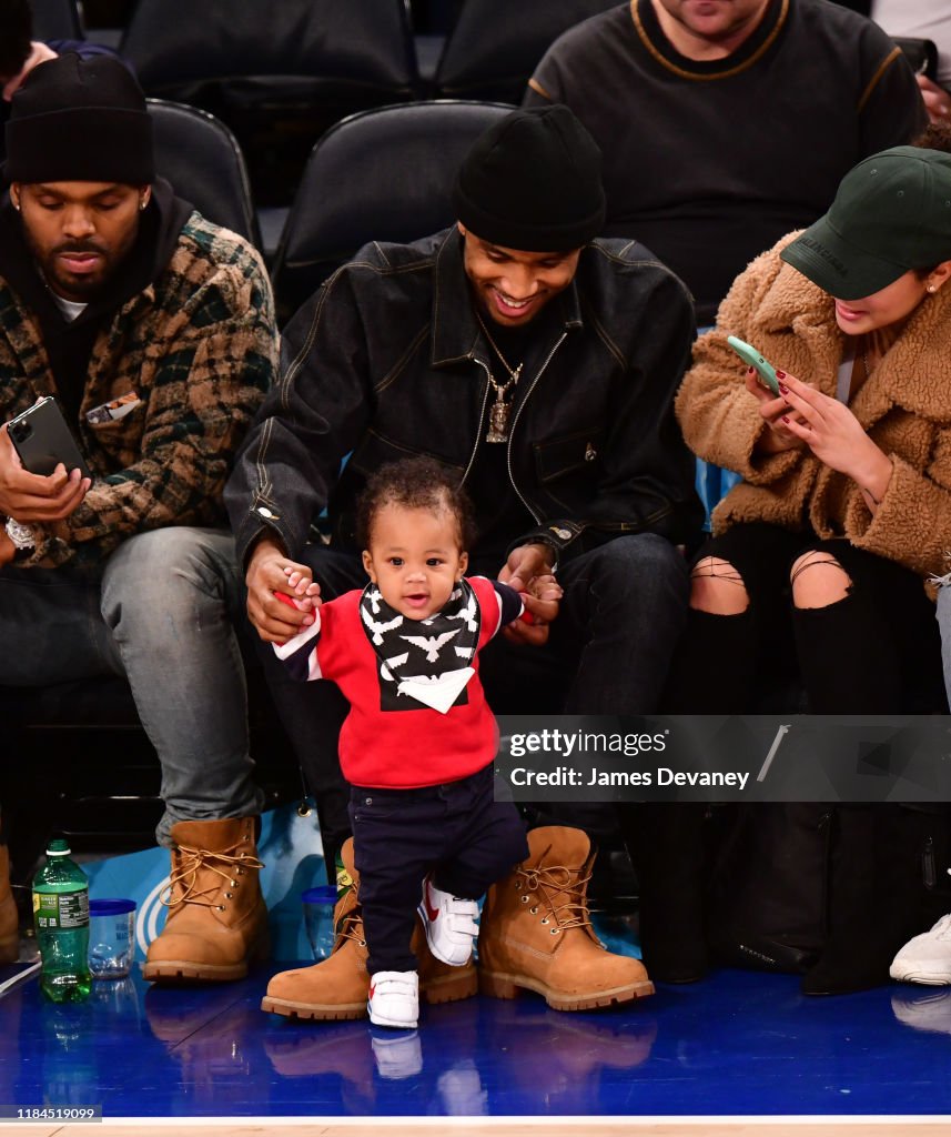 Celebrities Attend Brooklyn Nets  v New York Knicks Game