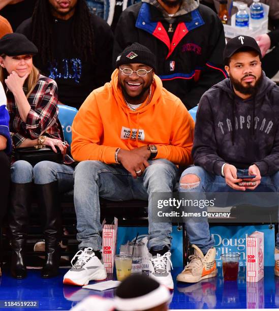 Davido Adeleke attend the Brooklyn Nets v New York Knicks game at Madison Square Garden on November 24, 2019 in New York City.