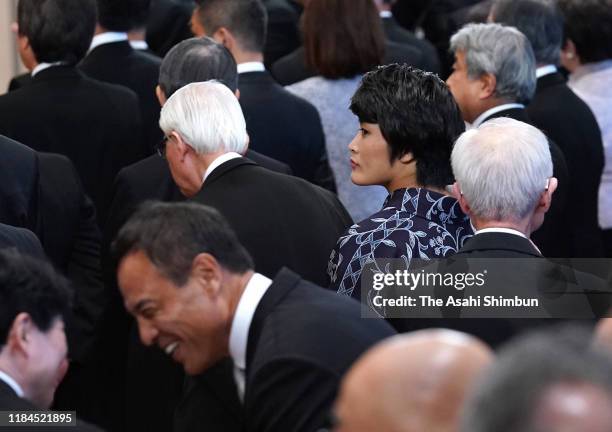 Wrestling Olympic gold medalist Kaori Icho attends the 'Kyoen-no-Gi' banquet celebrating the enthronement at the Imperial Palace on October 29, 2019...