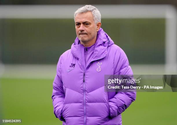 Tottenham Hotspur manager Jose Mourinho during the training session at Tottenham Hotspur Training Centre, London.
