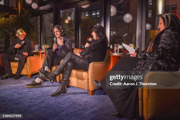 Former MLB Player Kirk Gibson and Musicians Jack White and Alice Cooper speak on a panel moderated by WDET's Ann Delisi at the Kirk Gibson...