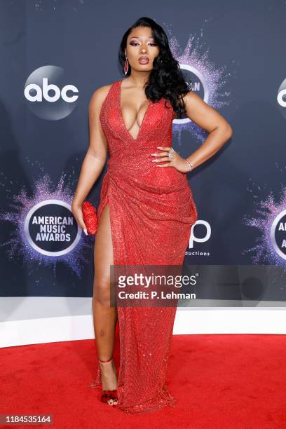 Megan Thee Stallion at the 2019 American Music Awards arrivals at Microsoft Theater - PHOTOGRAPH BY P. Lehman / Future Publishing