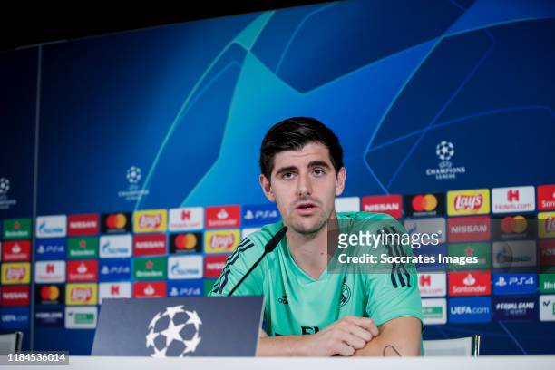 Thibaut Courtois of Real Madrid during the Training Real Madrid at the Ciudad Deportiva Valdebebas on November 25, 2019 in Madrid Spain