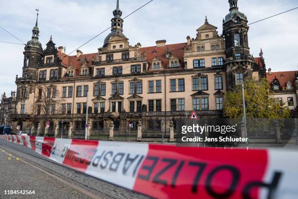 The Residenzschloss palace that houses the Gruenes Gewoelbe collection of treasures on November 25, 2019 in Dresden, Germany. Thieves, apparently...