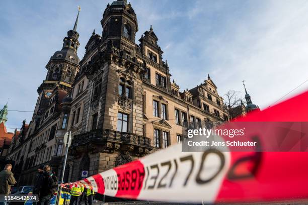 The Residenzschloss palace that houses the Gruenes Gewoelbe collection of treasures on November 25, 2019 in Dresden, Germany. Thieves, apparently...