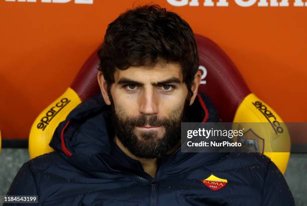 Federico Fazio of Roma on the bench during the Serie A match AS Roma v Brescia Fc at the Olimpico Stadium in Rome, Italy on November 24, 2019