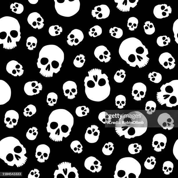 illustrations, cliparts, dessins animés et icônes de big and little skulls seamless patern - crâne humain
