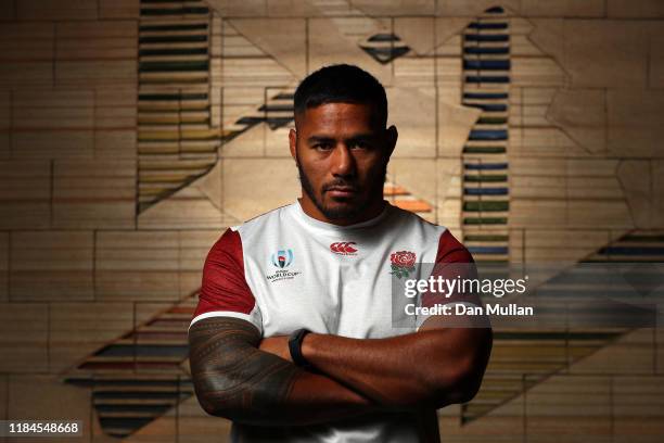 Manu Tuilagi of England poses for a portrait following a press conference on October 31, 2019 in Tokyo, Japan.