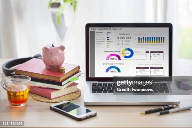 financial planning table top objects still life. - still life stockfoto's en -beelden