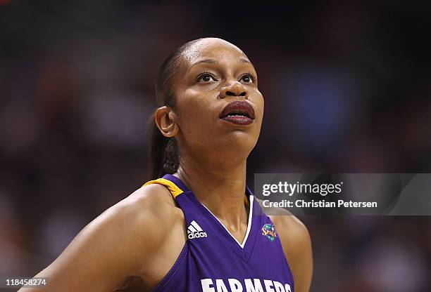 Tina Thompson of the Los Angeles Sparks during the WNBA game against the Phoenix Mercury at US Airways Center on July 5, 2011 in Phoenix, Arizona....