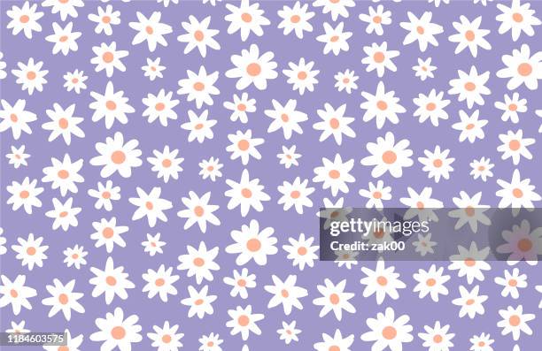 minimal cute hand-painted daisies background vector seamless patters. spring summer floral print - daisy stock illustrations