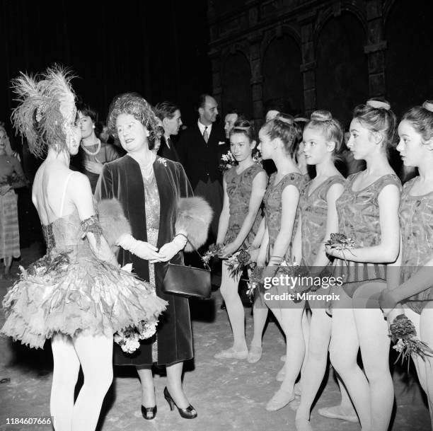 Queen Elizabeth, The Queen Mother, and Princess Margaret attend a gala charity matinee of ballet in aid of the Royal Academy of Dancing, at the...