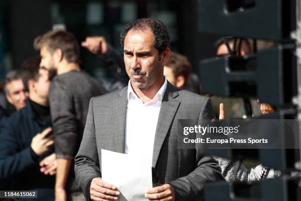 Albert Costa, Tournament Director of Davis Cup Finals, is seen during the presentation ceremony of the Top Ten Recycling Campaign for the Davis World...