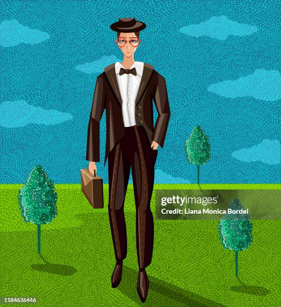 dandy businessman - man checking watch stock illustrations