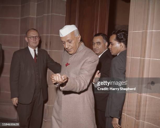 Indian Prime Minister Jawaharlal Nehru at India House in London, 12th September 1962.