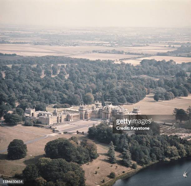 Blenheim Palace in Oxfordshire, England, circa 1965. It is the principal residence of the Dukes of Marlborough.