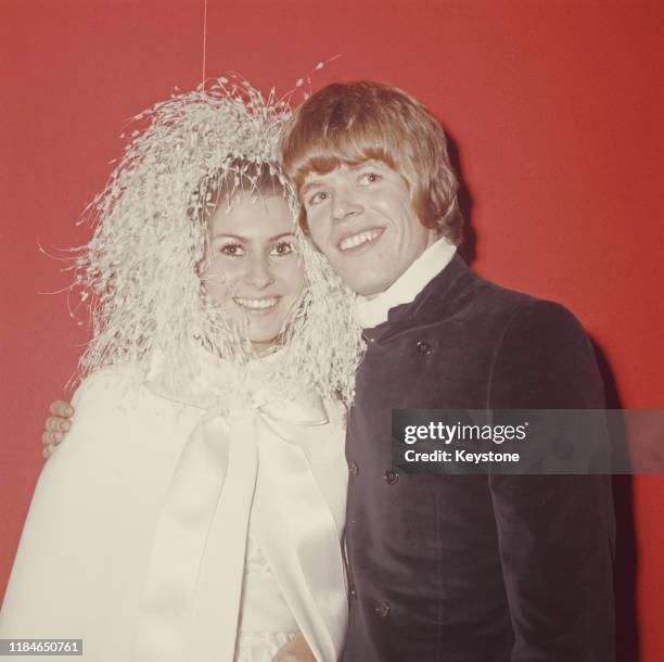 English singer Peter Noone of the pop group Herman's Hermits marries Mireille Strasser on his 21st birthday, UK, 5th November 1968.