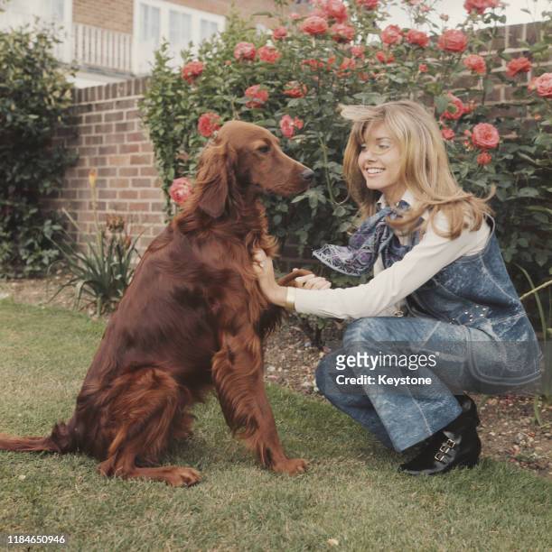 Australian singer and actress Olivia Newton-John in the garden of her home in Hertfordshire, UK, June 1970.