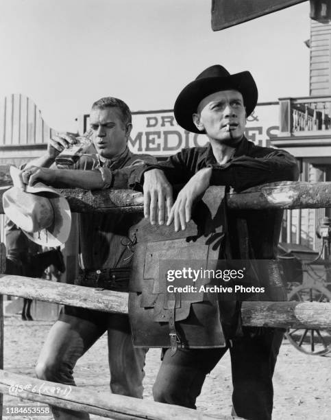 Actors Steve McQueen and Yul Brynner in the western film 'The Magnificent Seven', 1960.