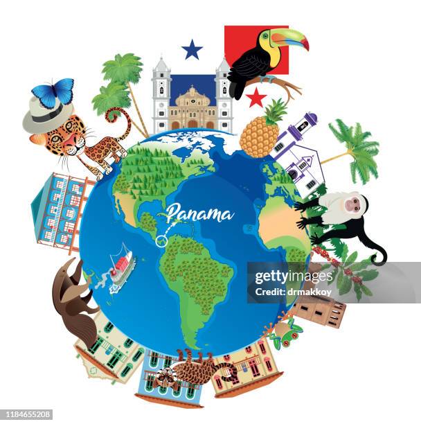 ilustrações, clipart, desenhos animados e ícones de panamá travel, san miguelito, david, arraijan, colon, las cumbres, la chorrera, pedregal, tocumen, santiago de veraguas, parque lefevre, chilibre, cativa, rio abajo, nuevo belen, ancon, alcalde diaz, el chorrillo - tamanduá bandeira