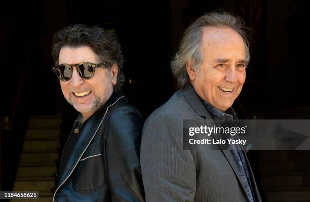 Spanish singers Joaquin Sabina and Joan Manuel Serrat present 'No Hay Dos Sin Tres' tour at the Four Seasons Hotel on October 31, 2019 in Buenos...