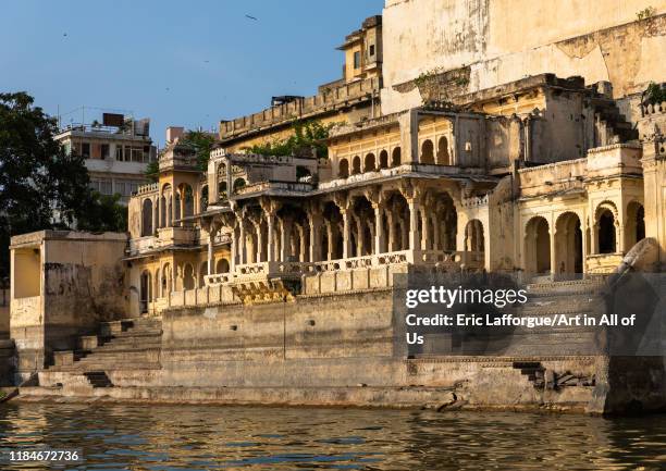 Gangaur ghat on lake Pichola, Rajasthan, Udaipur, India on July 18, 2019 in Udaipur, India.