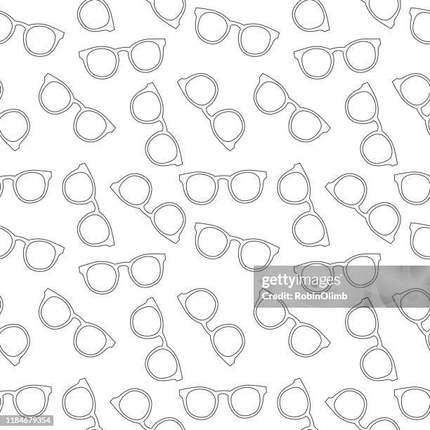 black outline eyeglasses seamless pattern - textile patch stock illustrations