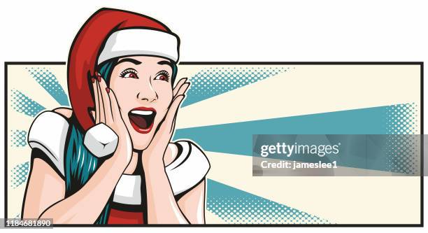 christmas surprise - hand on chin stock illustrations