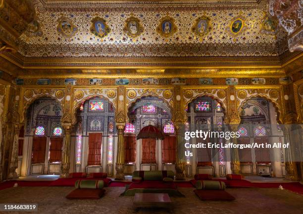 Trone room and royal court of Marwar king in Mehrangarh fort, Rajasthan, Jodhpur, India on July 20, 2019 in Jodhpur, India.