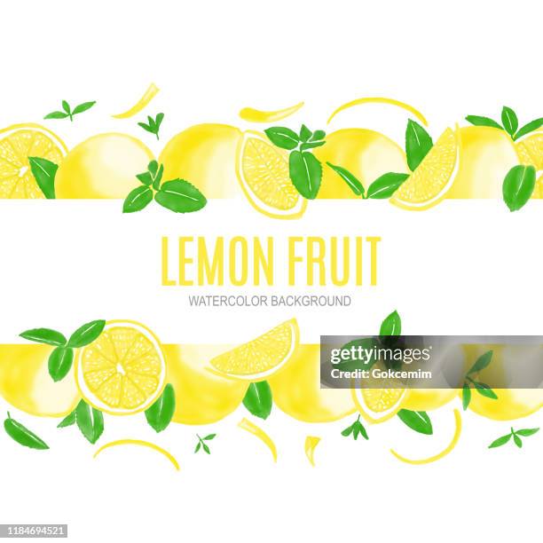 watercolor hand painted lemons and fresh mint leaves isolated on white background. spring, summer concept background. - mint lemonade stock illustrations