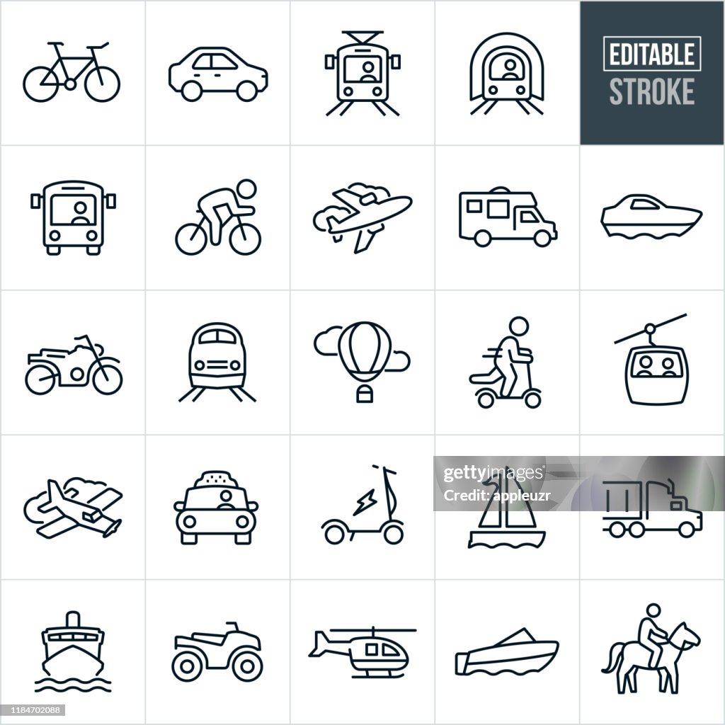 Transport dunne lijn icons-bewerkbare lijn
