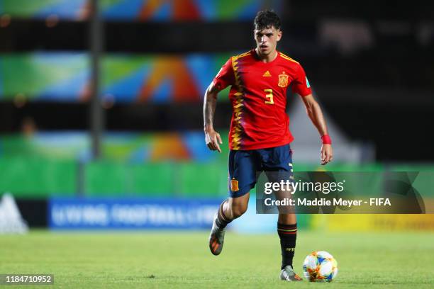 Javi Lopez of Spain dribbles during the FIFA U-17 World Cup Brazil 2019 group E match between Spain and Tajikistan at Estádio Kléber Andrade on...