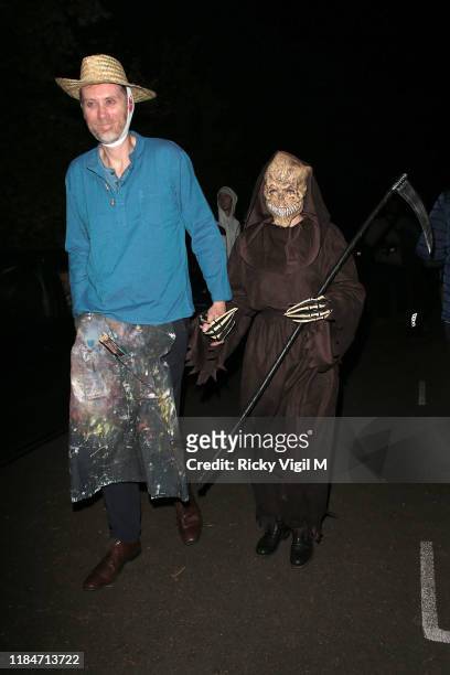 Stephen Merchant and Mircea Monroe seen attending Jonathan Ross - Halloween party on October 31, 2019 in London, England.
