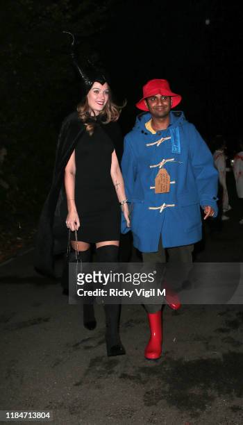 Aziz Ansari seen attending Jonathan Ross - Halloween party on October 31, 2019 in London, England.