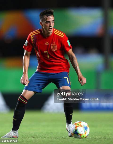 Alejandro Blesa of Spain dribbles during the FIFA U-17 World Cup Brazil 2019 group E match between Spain and Tajikistan at Estádio Kléber Andrade on...