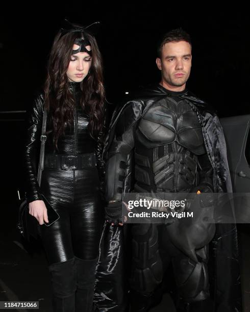 Maya Henry and Liam Payne seen attending Jonathan Ross - Halloween party on October 31, 2019 in London, England.