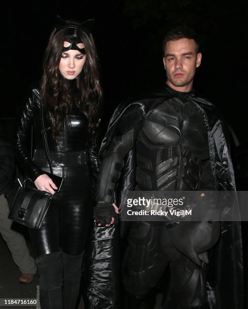Maya Henry and Liam Payne seen attending Jonathan Ross - Halloween party on October 31, 2019 in London, England.