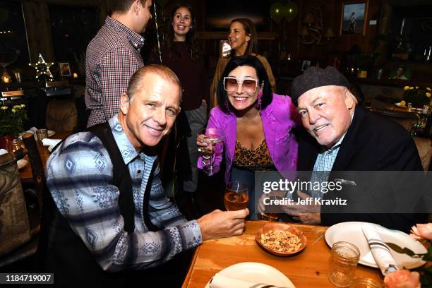 Maxwell Caufield, Malgosia Tomassi and Stacey Keach celebrate the 60th Birthday of Maxwell Caufield at the Deer Lodge on November 23, 2019 in Ojai,...